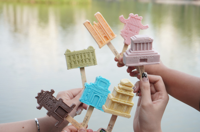 Ice cream in the shapes of various Hanoi landmarks. Photo courtesy of Gelato Sticks