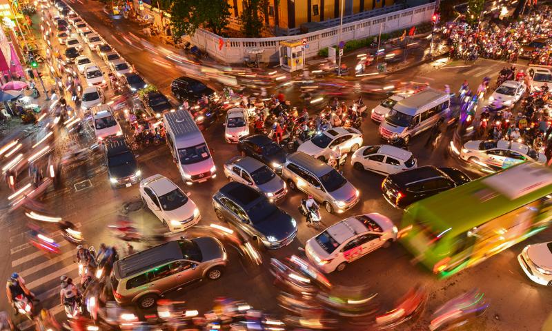 Crossing the street in Vietnam