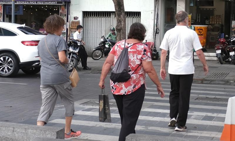 Crossing the street in Vietnam