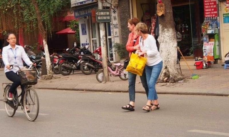 Crossing the street in Vietnam