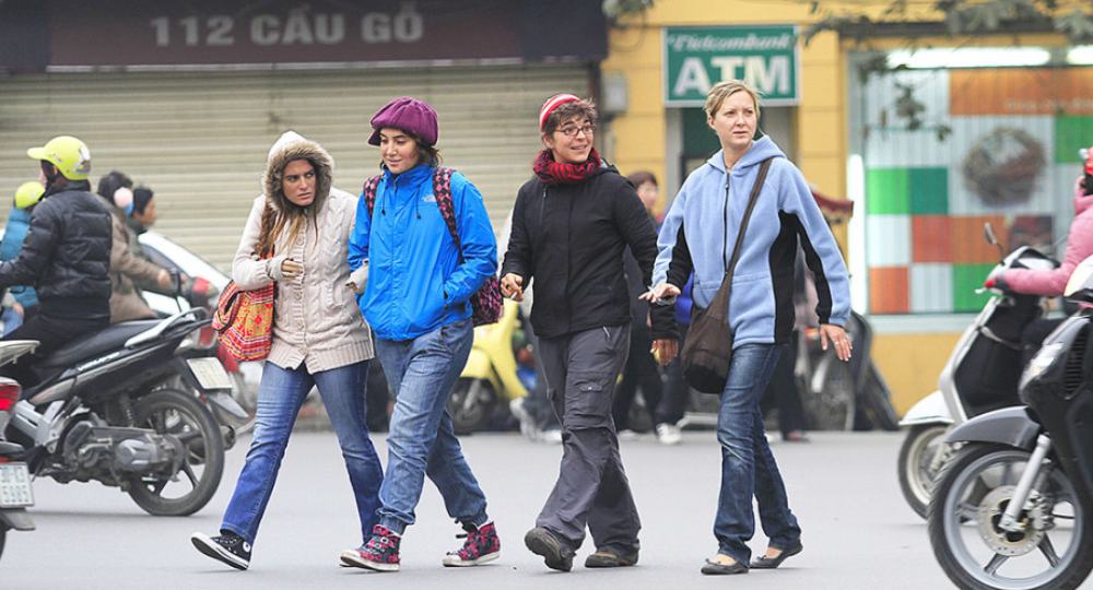 Crossing the street in Vietnam
